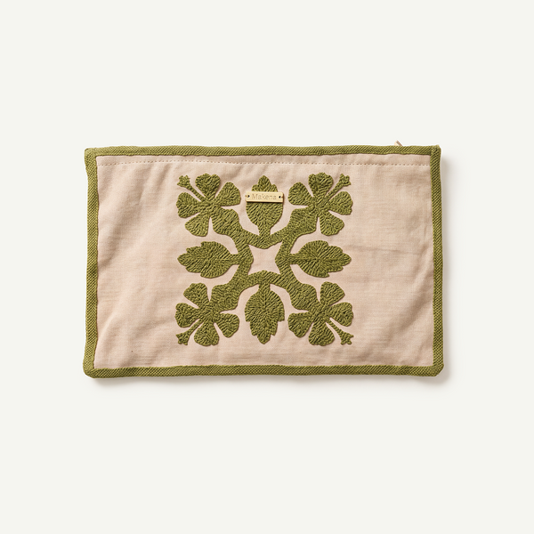 Emma Hibiscus Quilt Embroidered Large Clutch