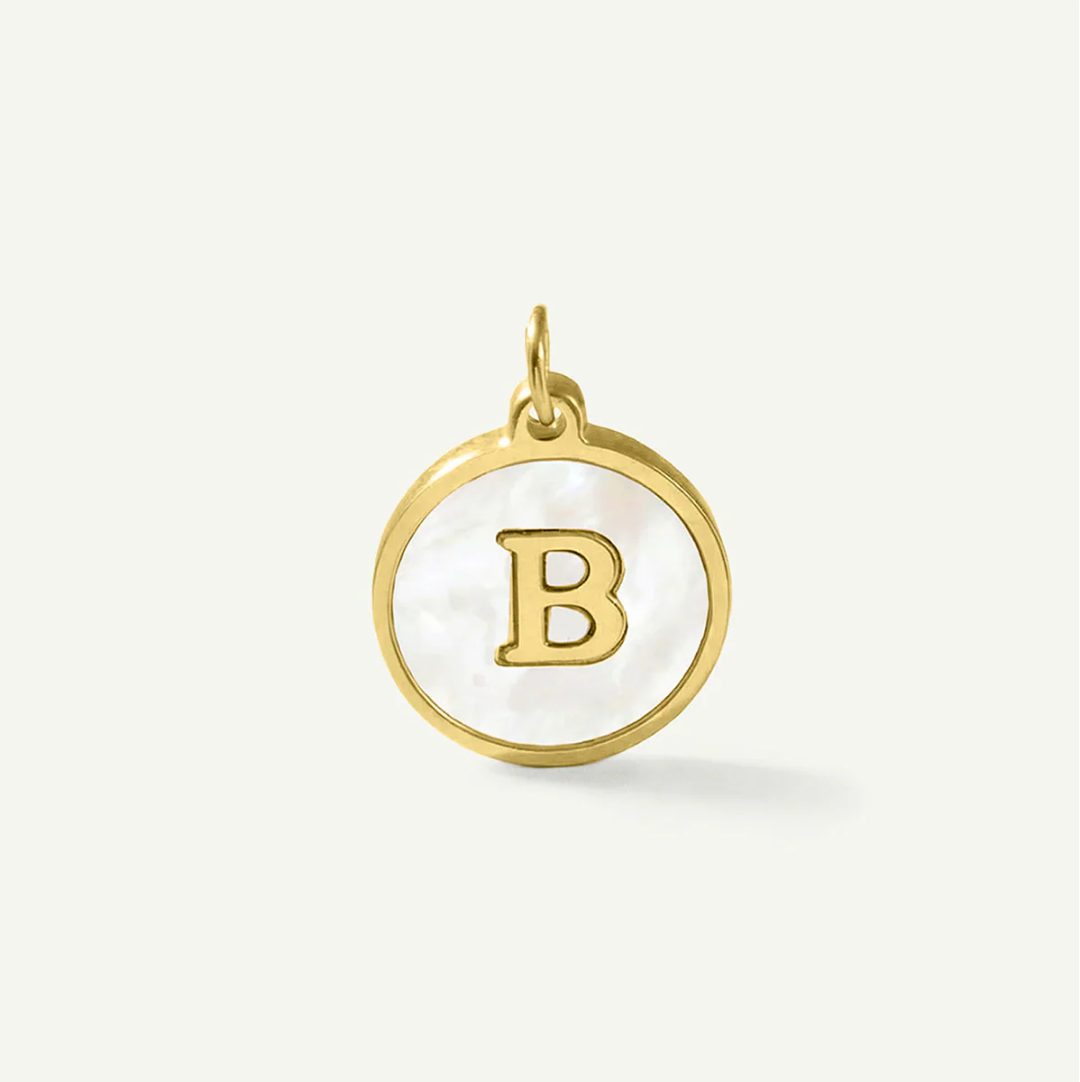 MOP Circle Monogram Letter Charm
