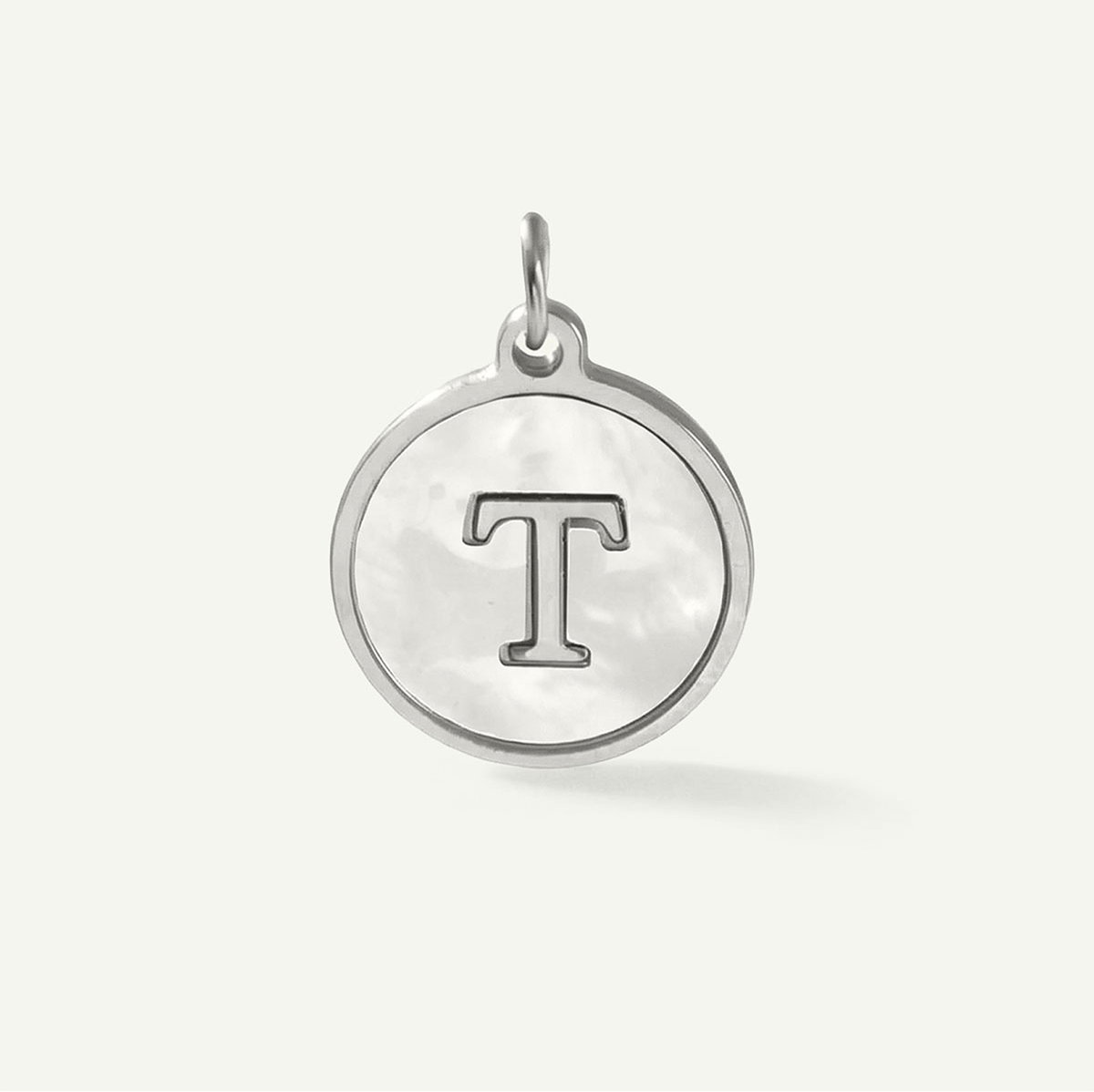 MOP Circle Monogram Letter Charm