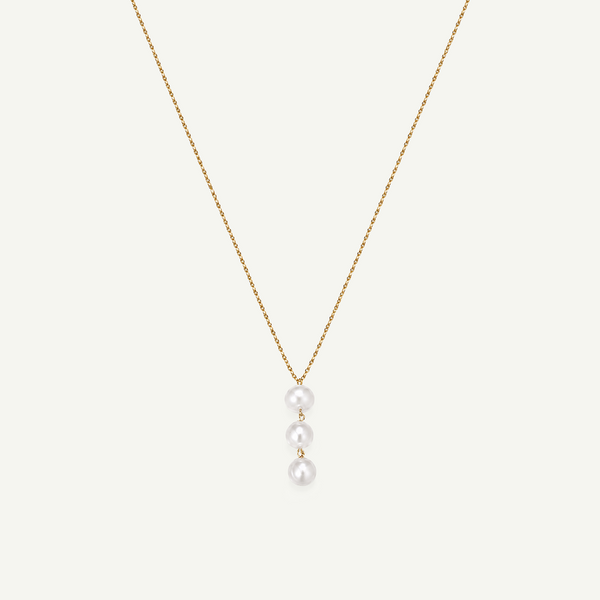 Leia White Pearl Necklace, Gold