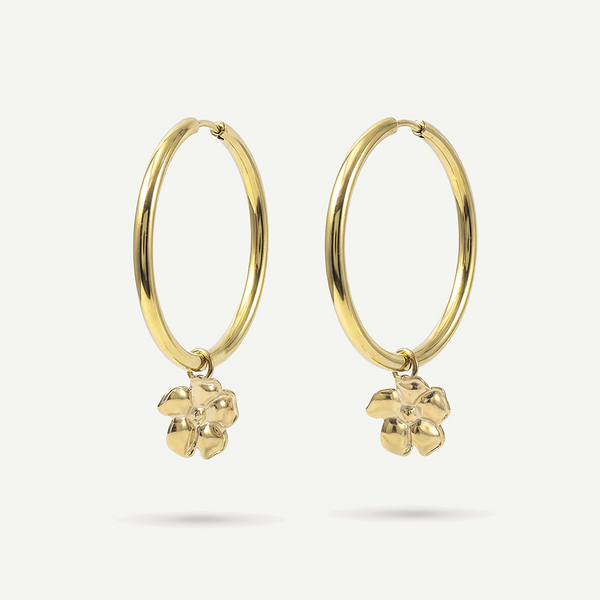 Puakenikeni Large Hoops, Gold