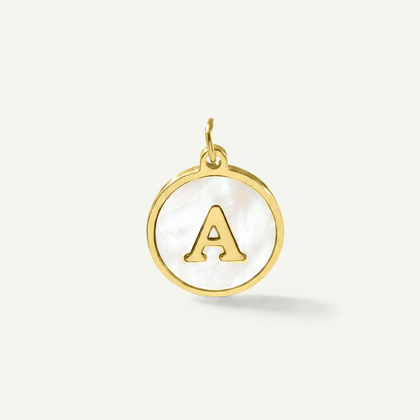 MOP Circle Monogram Letter Charm