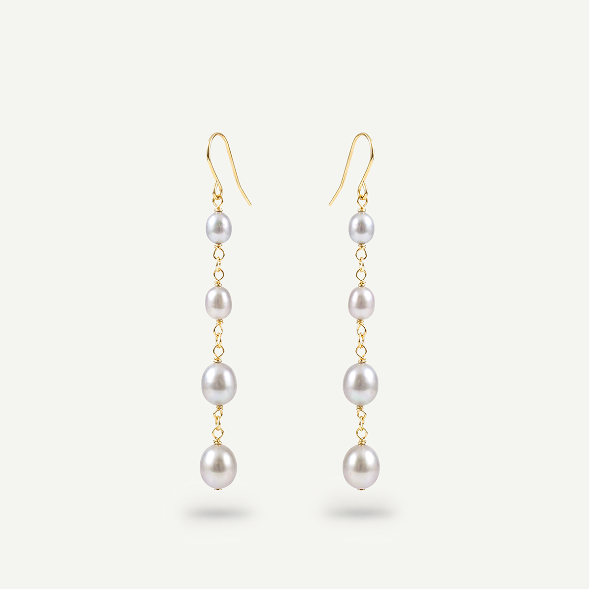 Ayla Gray Pearl Earrings, Gold