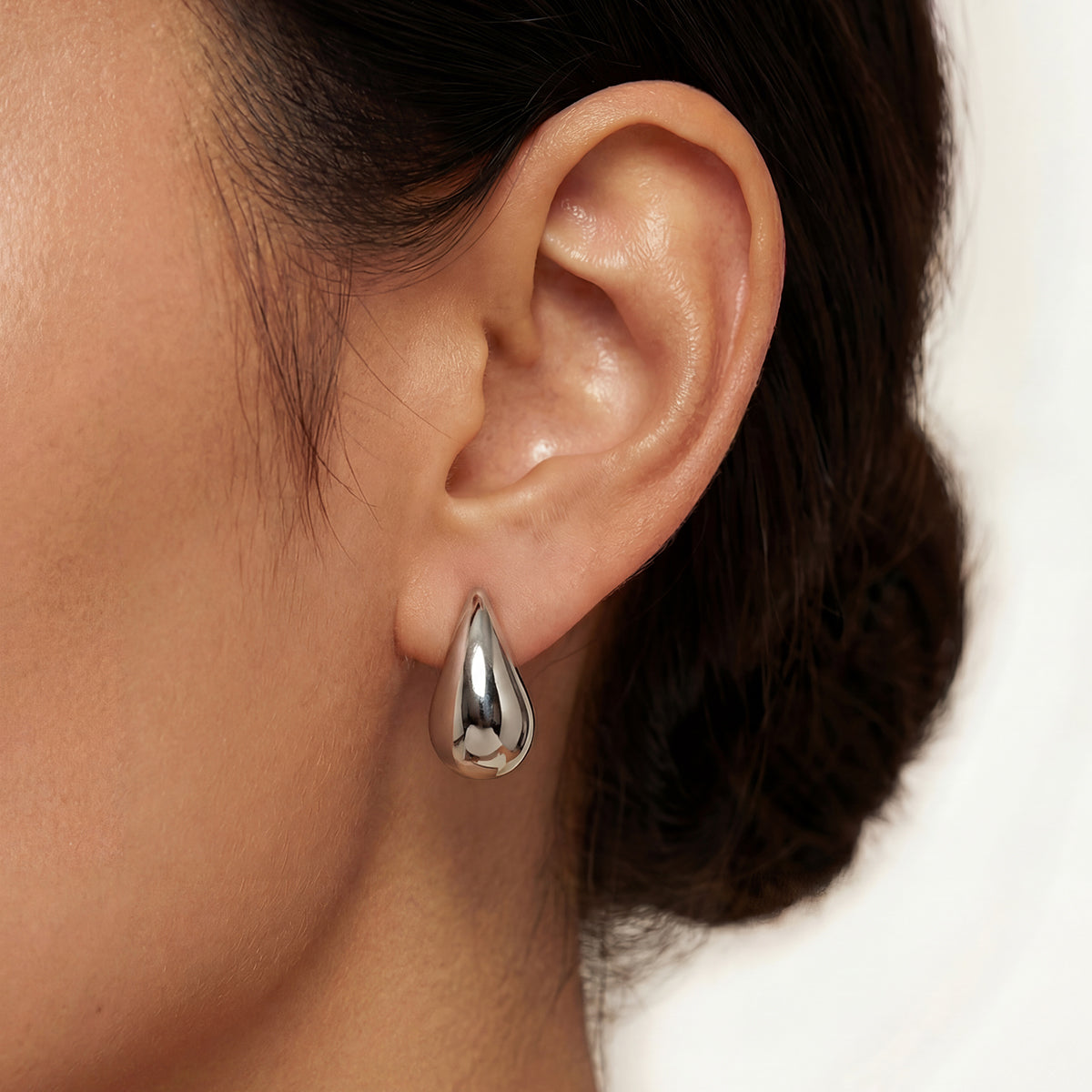Teardrop Earrings, Silver