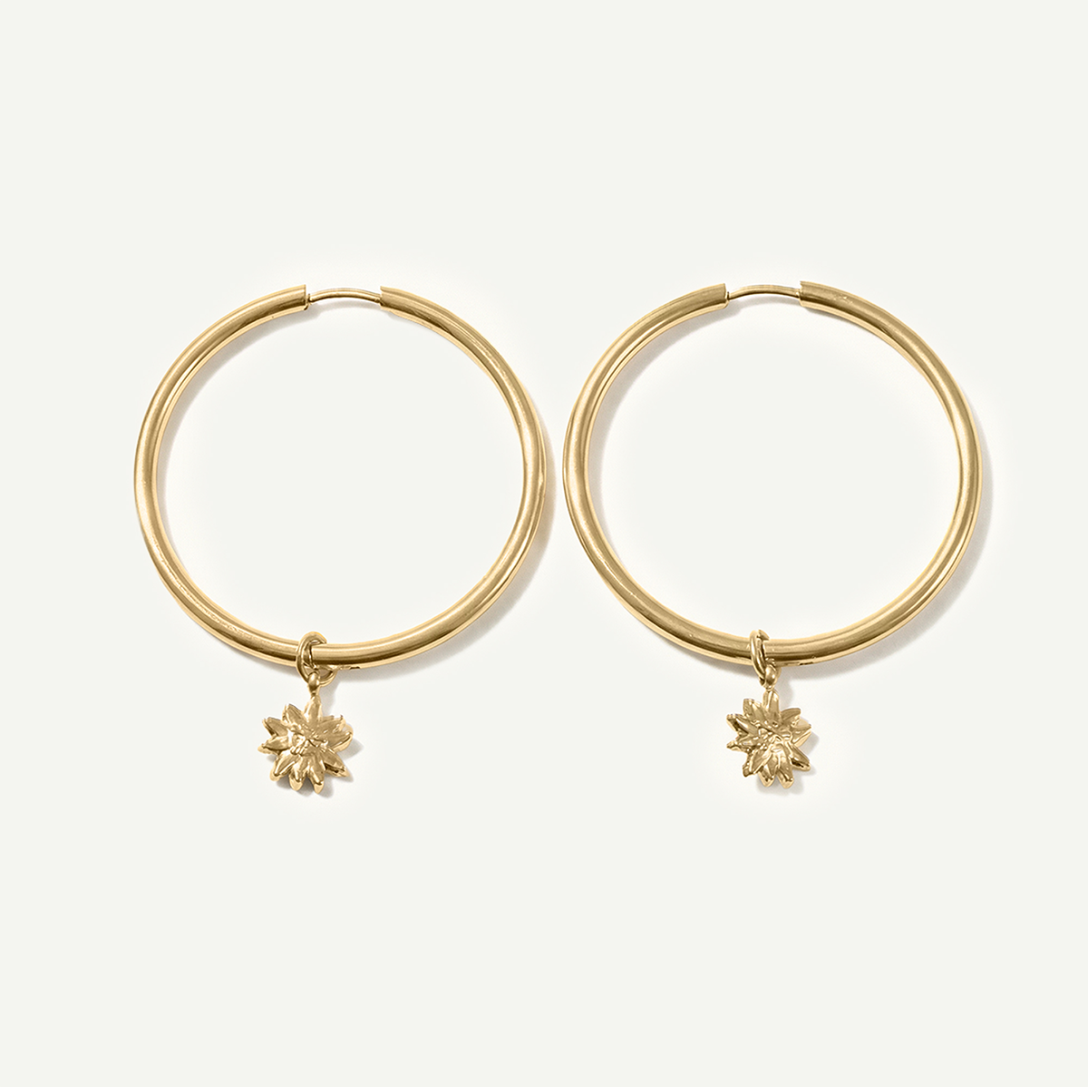 Lilikoi Mini Charm Large Hoops, Gold