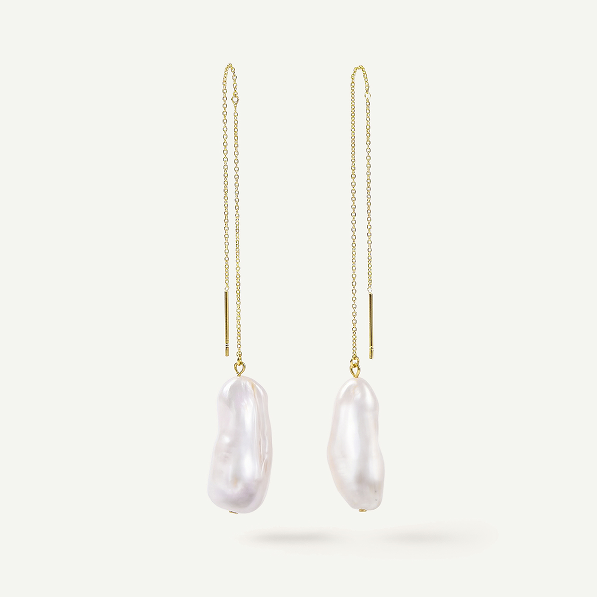 Baroque Pearl Threader Earrings, Gold
