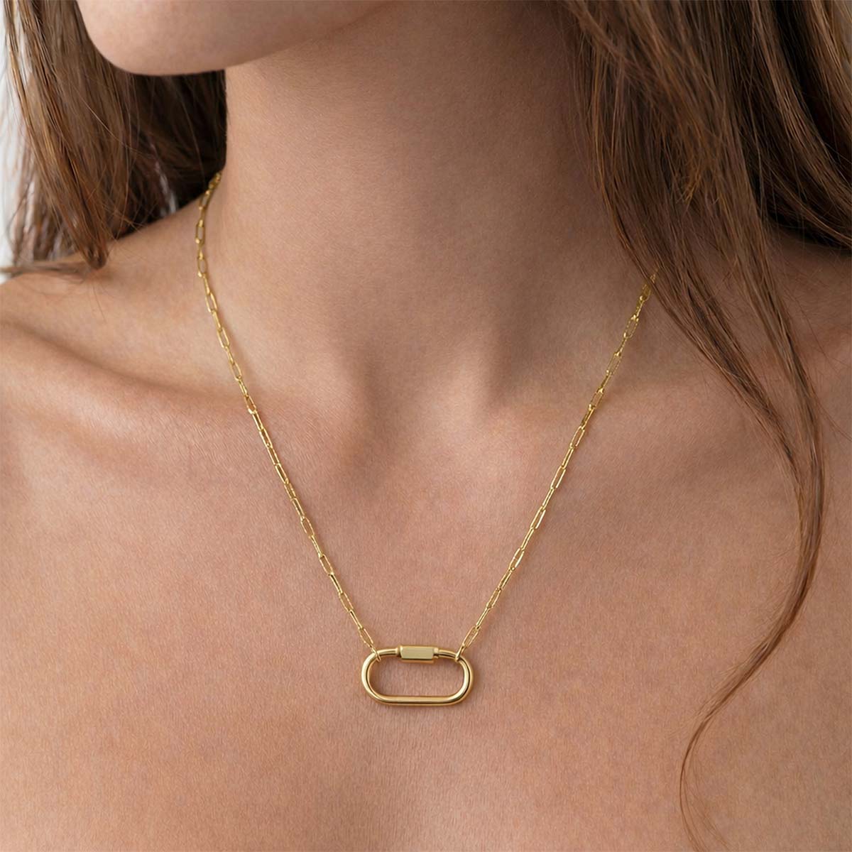 Carabiner Necklace, Gold