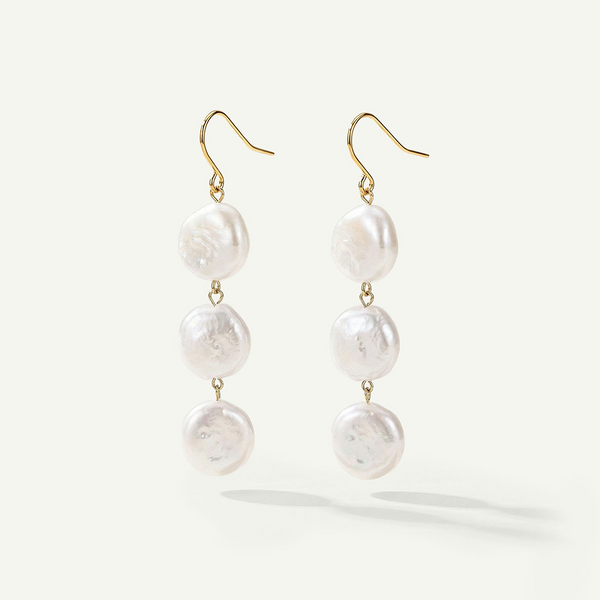 Leila Pearl Earrings, Gold