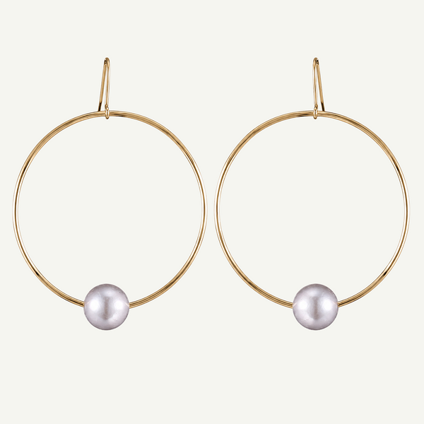 Hana Grey Pearl Hoops