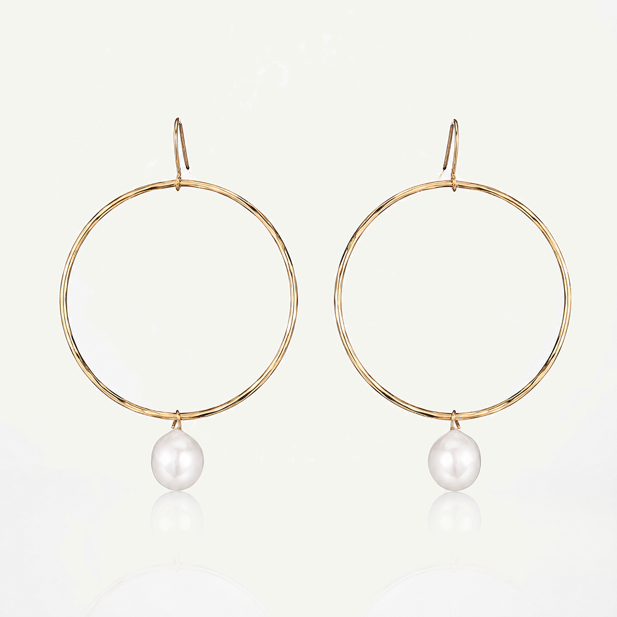 Lulu White Pearl Hoops