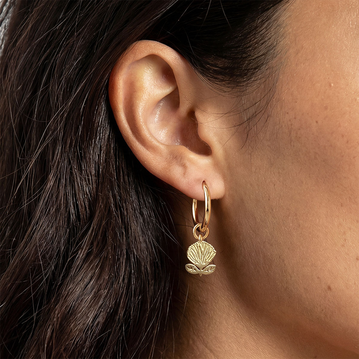 ‘Ōhi‘a Lehua Mini Hoops, Gold