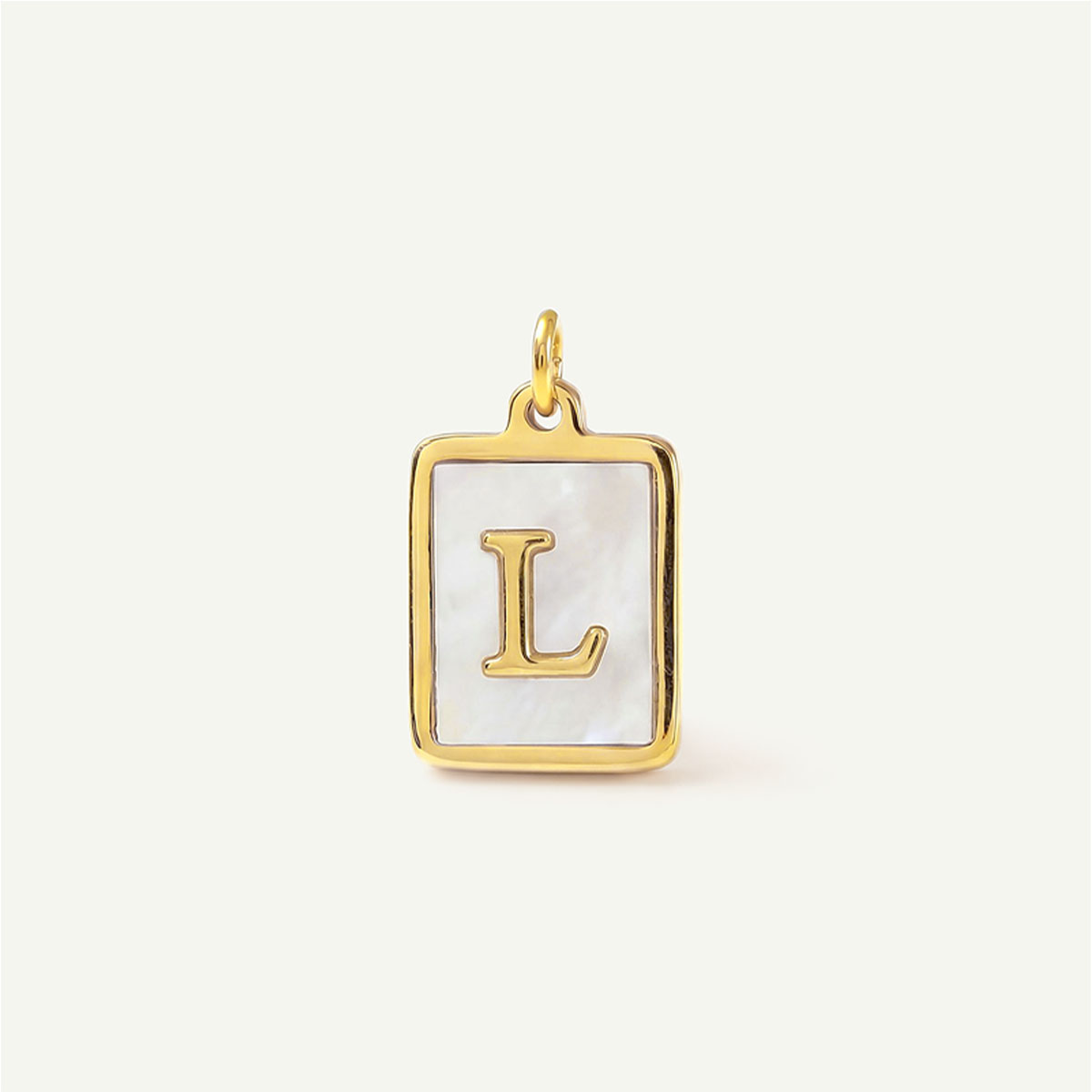 MOP Rectangle Monogram Letter Charm
