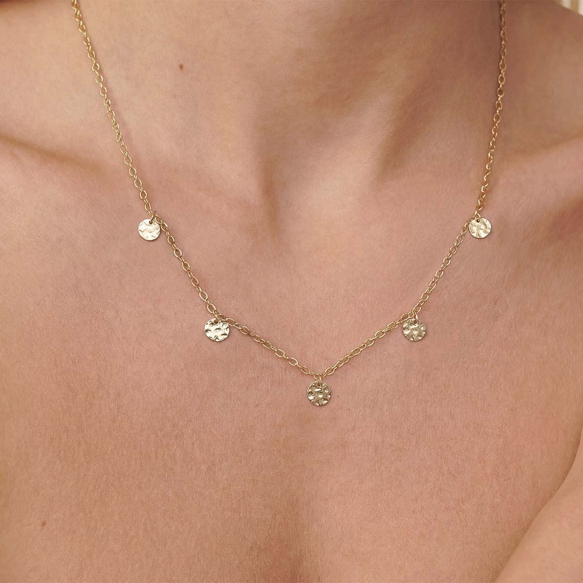 Kaile Disk Necklace, Gold