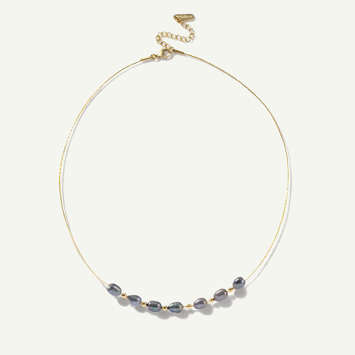 Ehiku Dark Pearl Necklace, Gold
