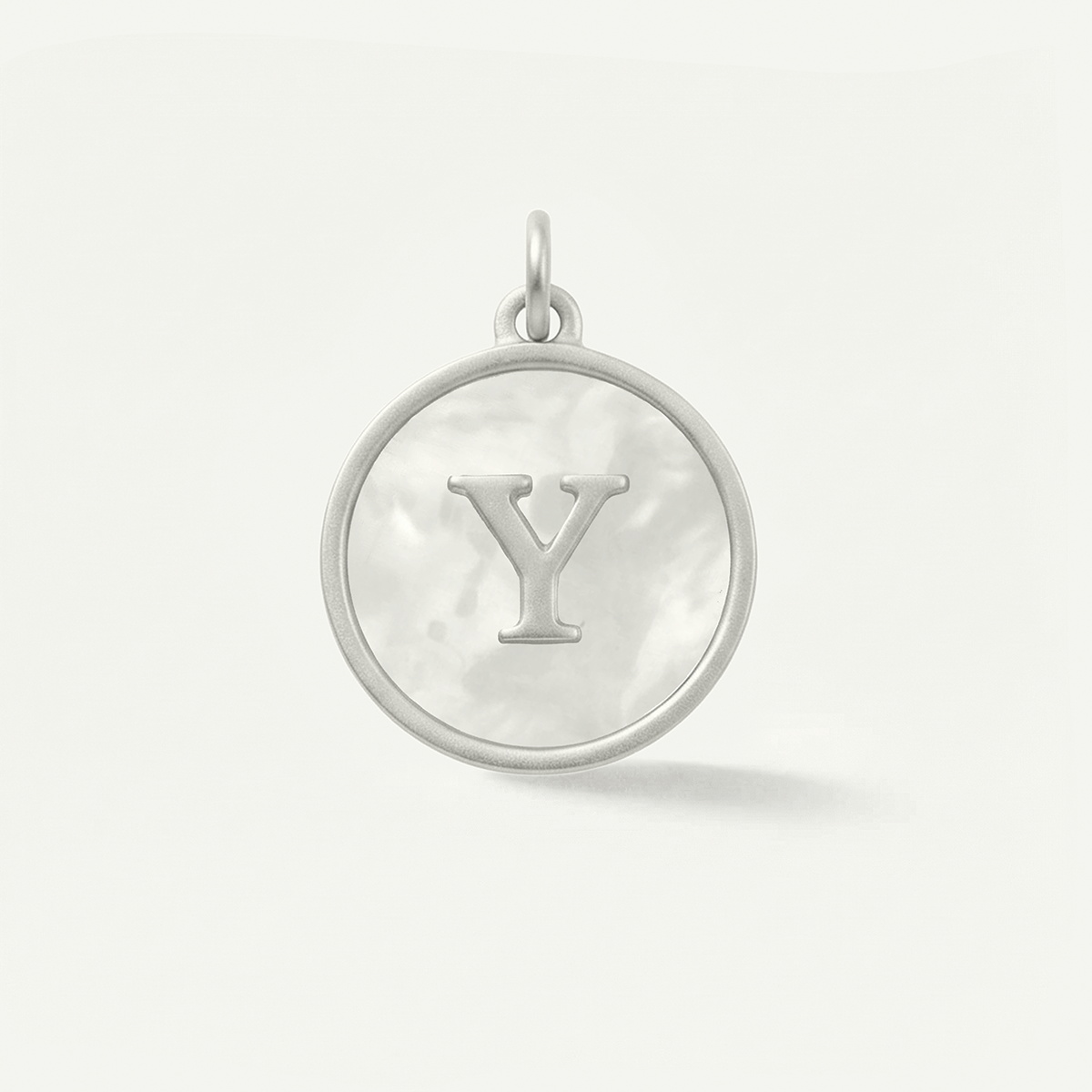 MOP Circle Monogram Letter Charm