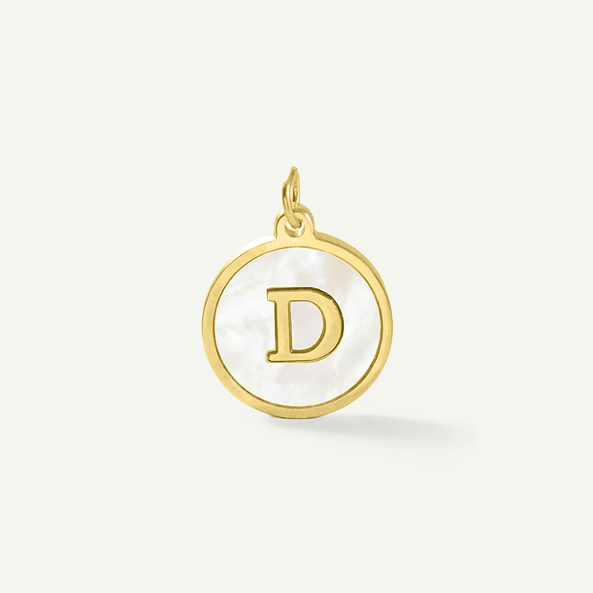 MOP Circle Monogram Letter Charm