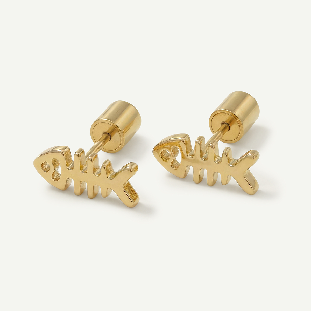 Mini Fish Studs, Gold