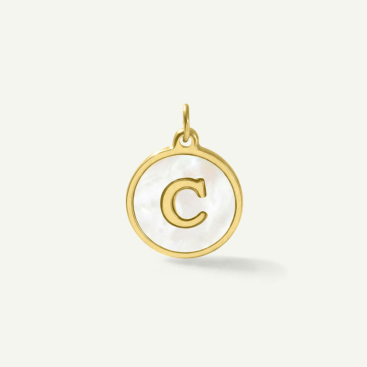 MOP Circle Monogram Letter Charm