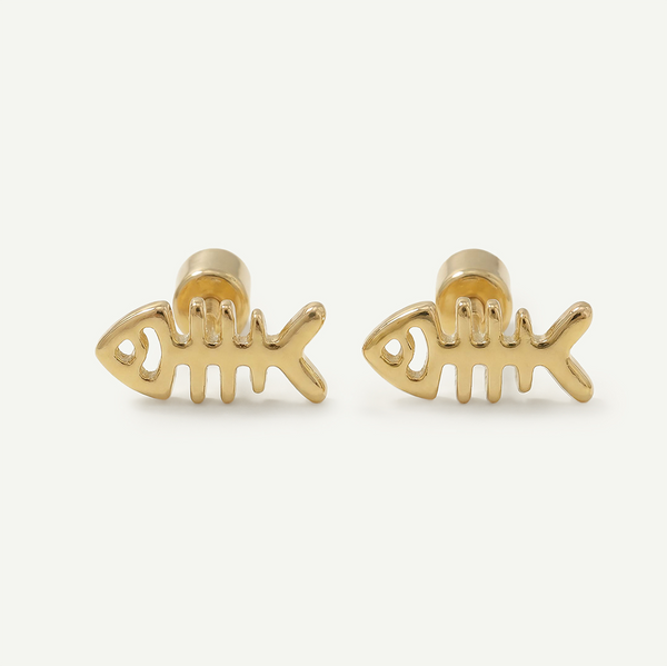 Mini Fish Studs, Gold