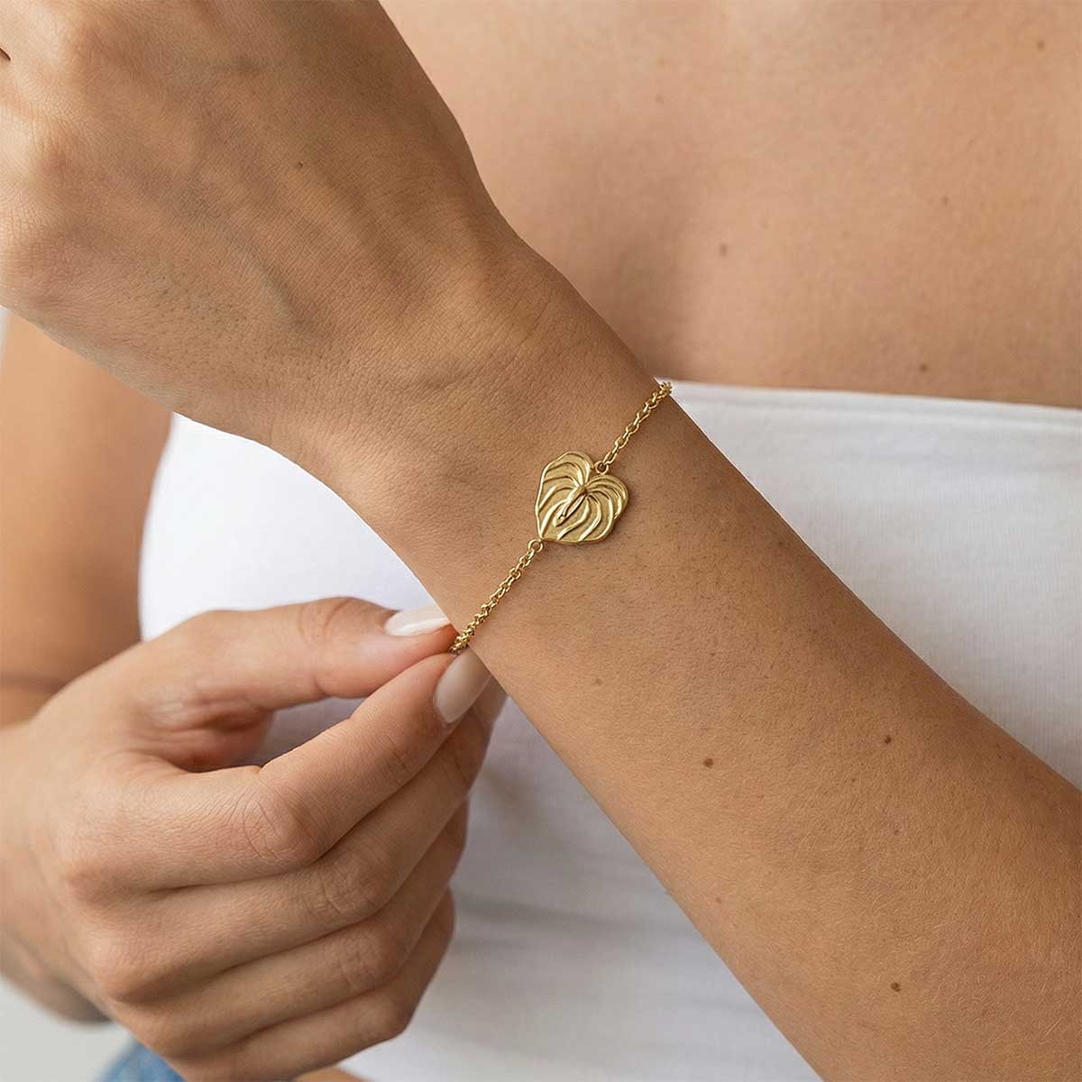 Anthurium Bracelet, Gold