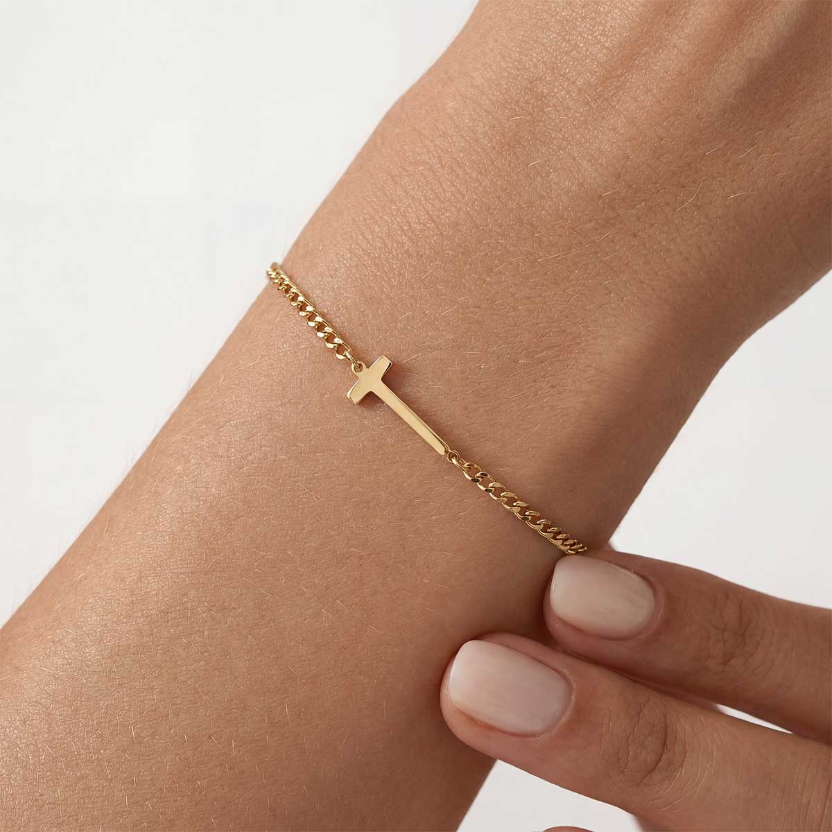 Monogramed Curb Chain Bracelet