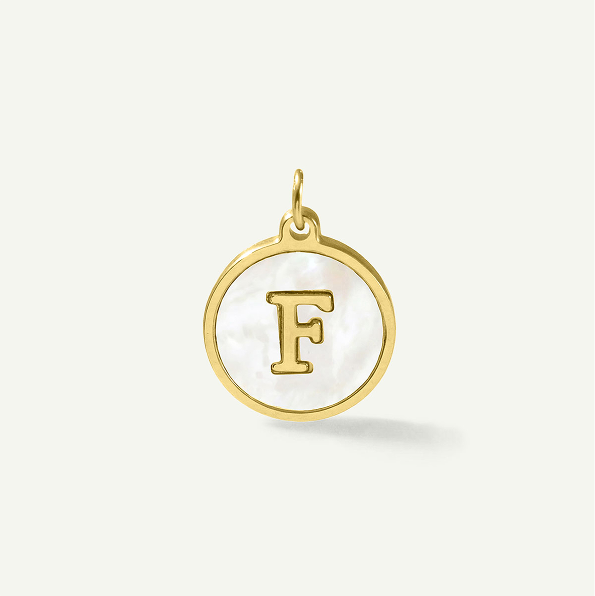 MOP Circle Monogram Letter Charm