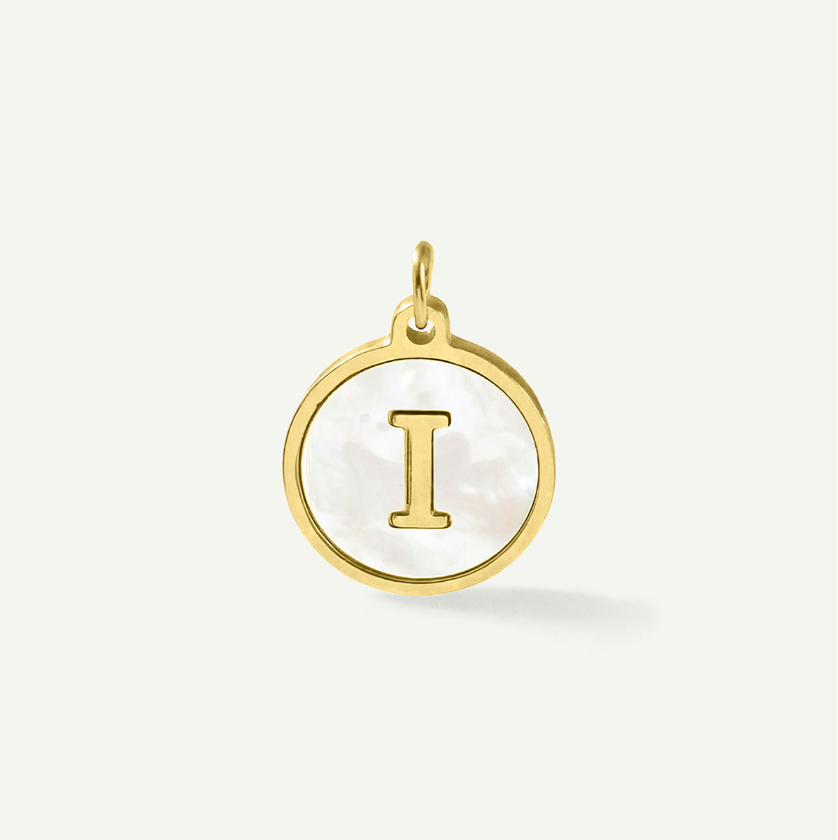 MOP Circle Monogram Letter Charm