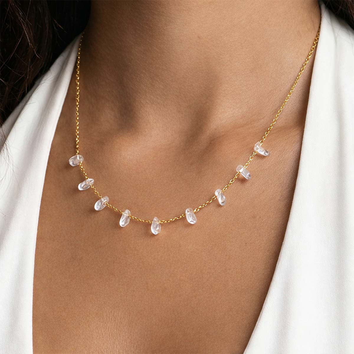 Aniani Glass Necklace, Gold