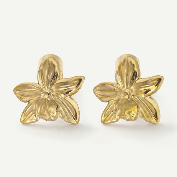 Orchid Studs, Gold