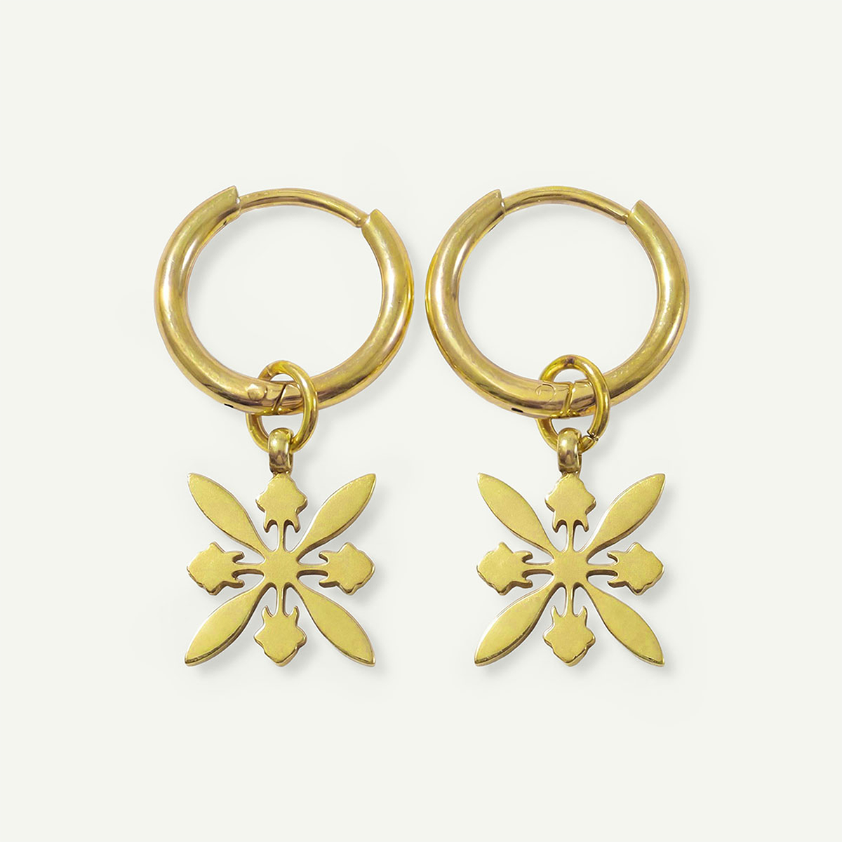 Protea Quilt Mini Hoops, Gold