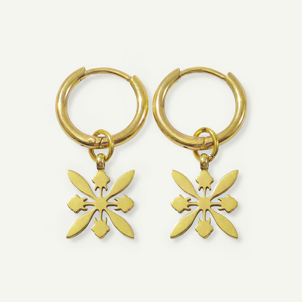 Protea Quilt Mini Hoops, Gold