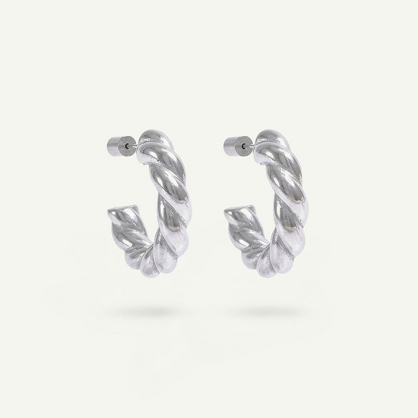 Twisted Mini Hoops, Silver