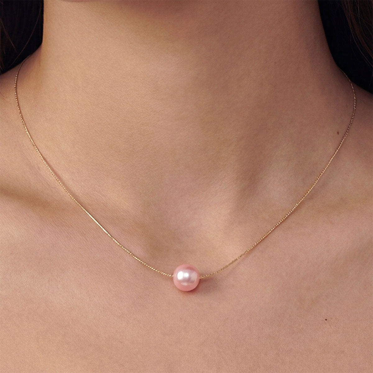 Pink Pearl Necklace, Gold