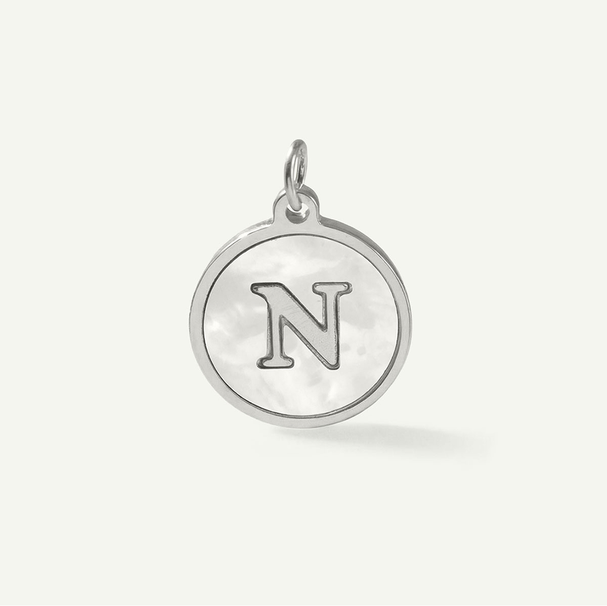 MOP Circle Monogram Letter Charm