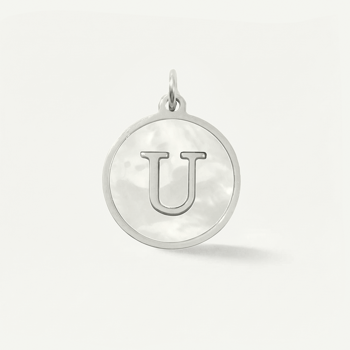 MOP Circle Monogram Letter Charm