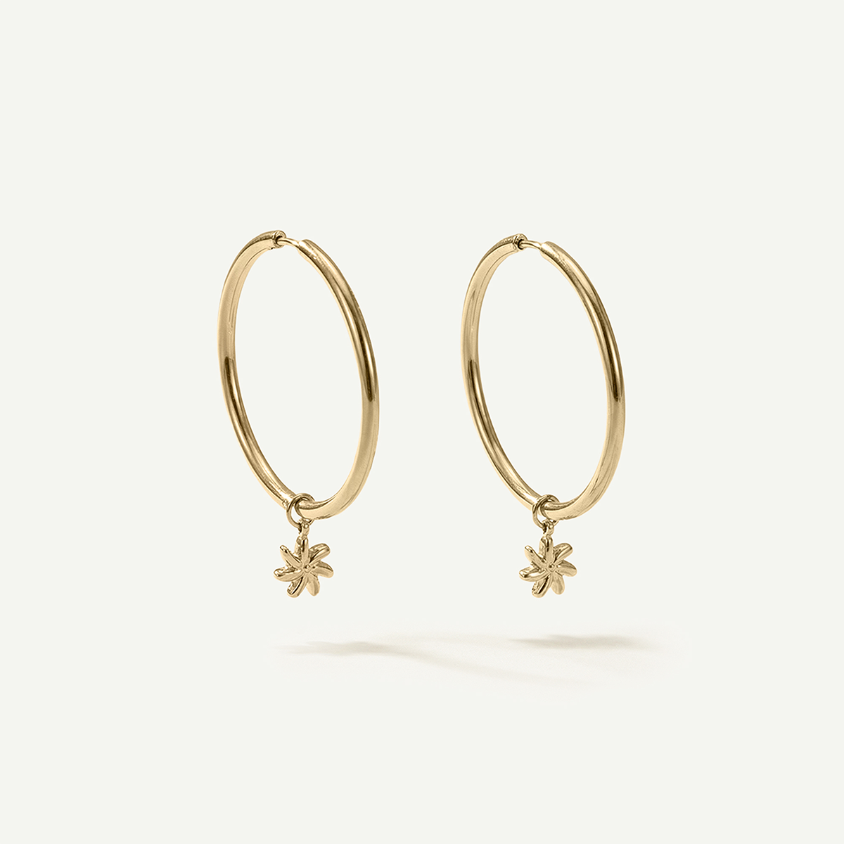 Tiare Mini Charm Large Hoops, Gold