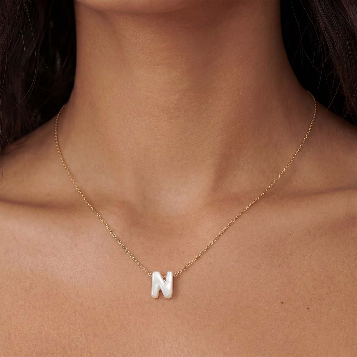 Monogram Mini Mother of Pearl Necklace