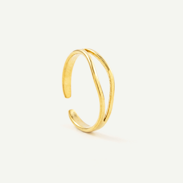 Two in One Open Ring Size 7, Gold