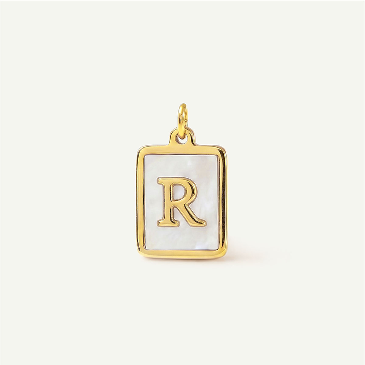 MOP Rectangle Monogram Letter Charm