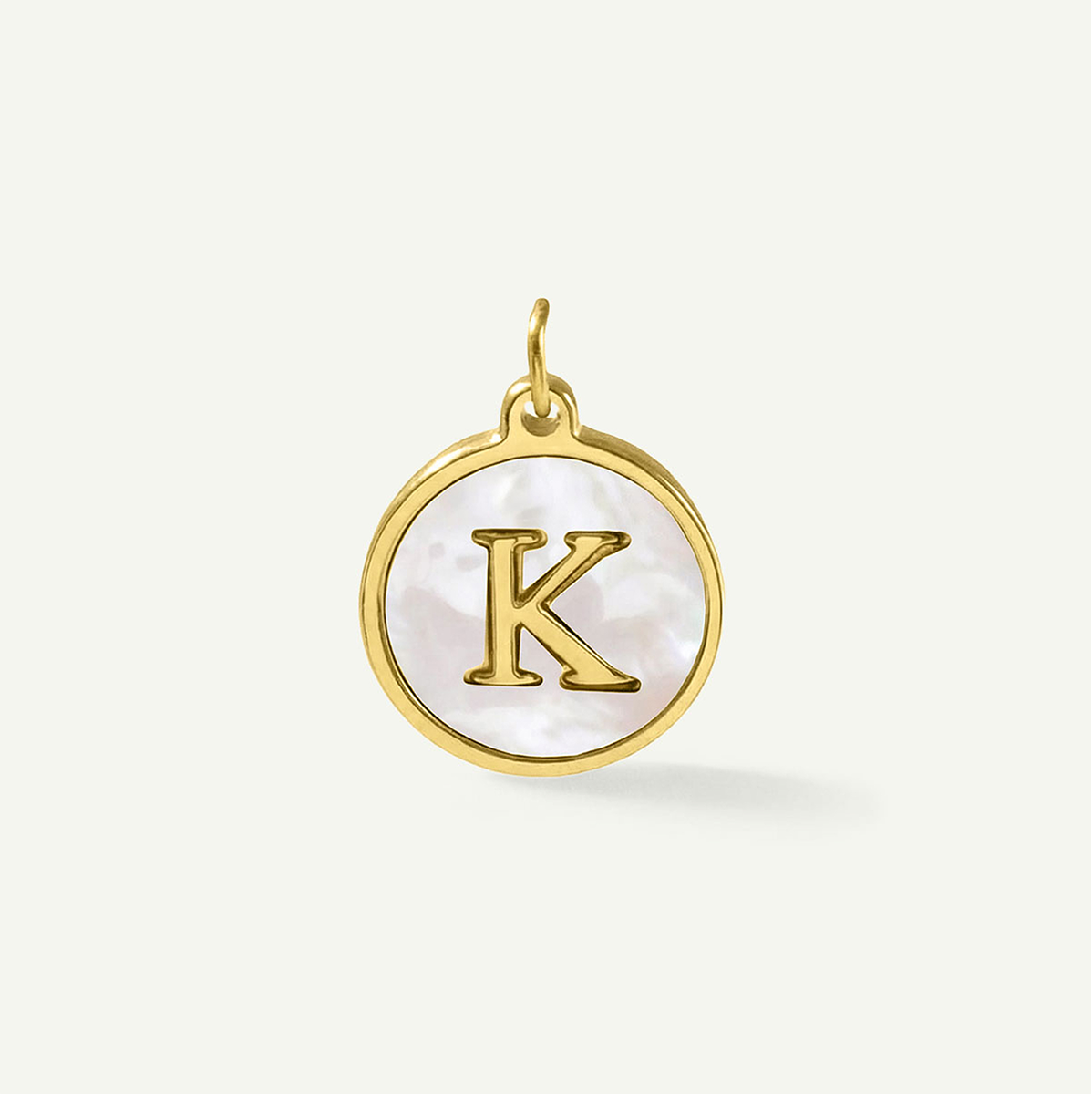 MOP Circle Monogram Letter Charm