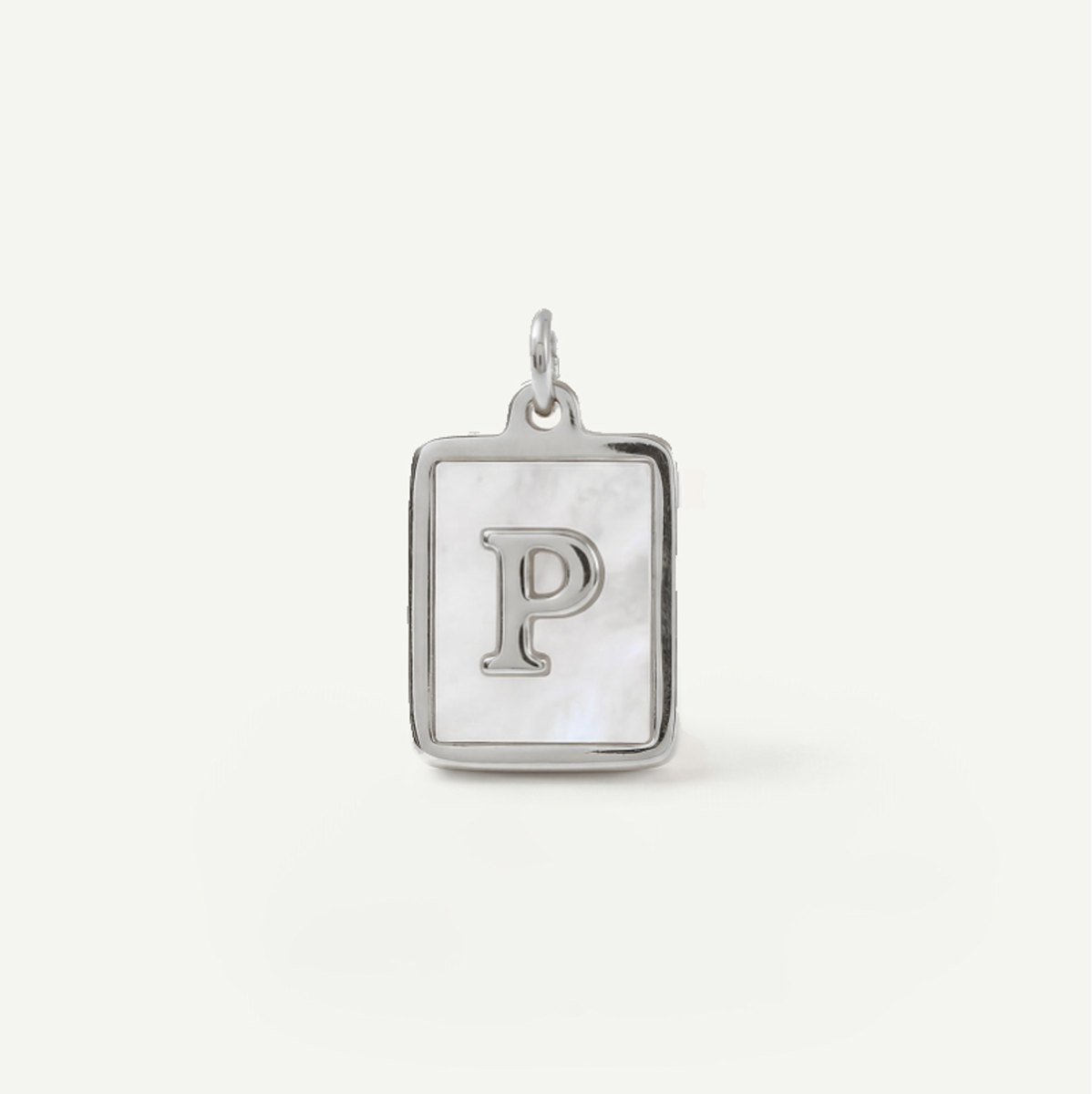 MOP Rectangle Monogram Letter Charm