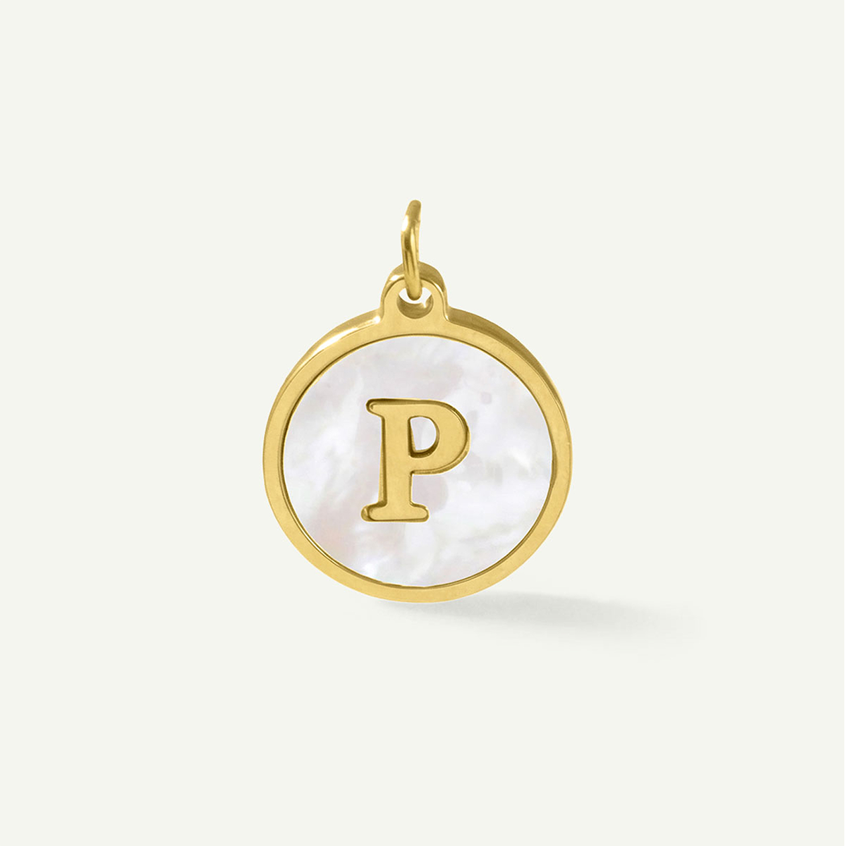 MOP Circle Monogram Letter Charm