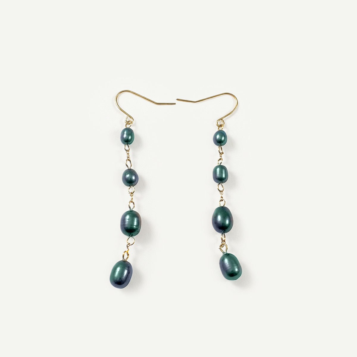Ayla Dark Pearl Earrings, Gold