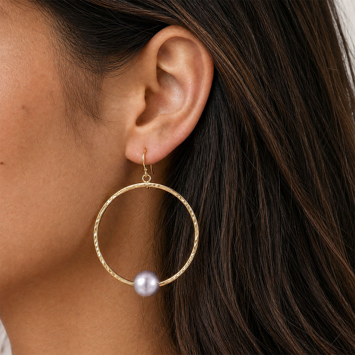 Hana Pink Pearl Hoops