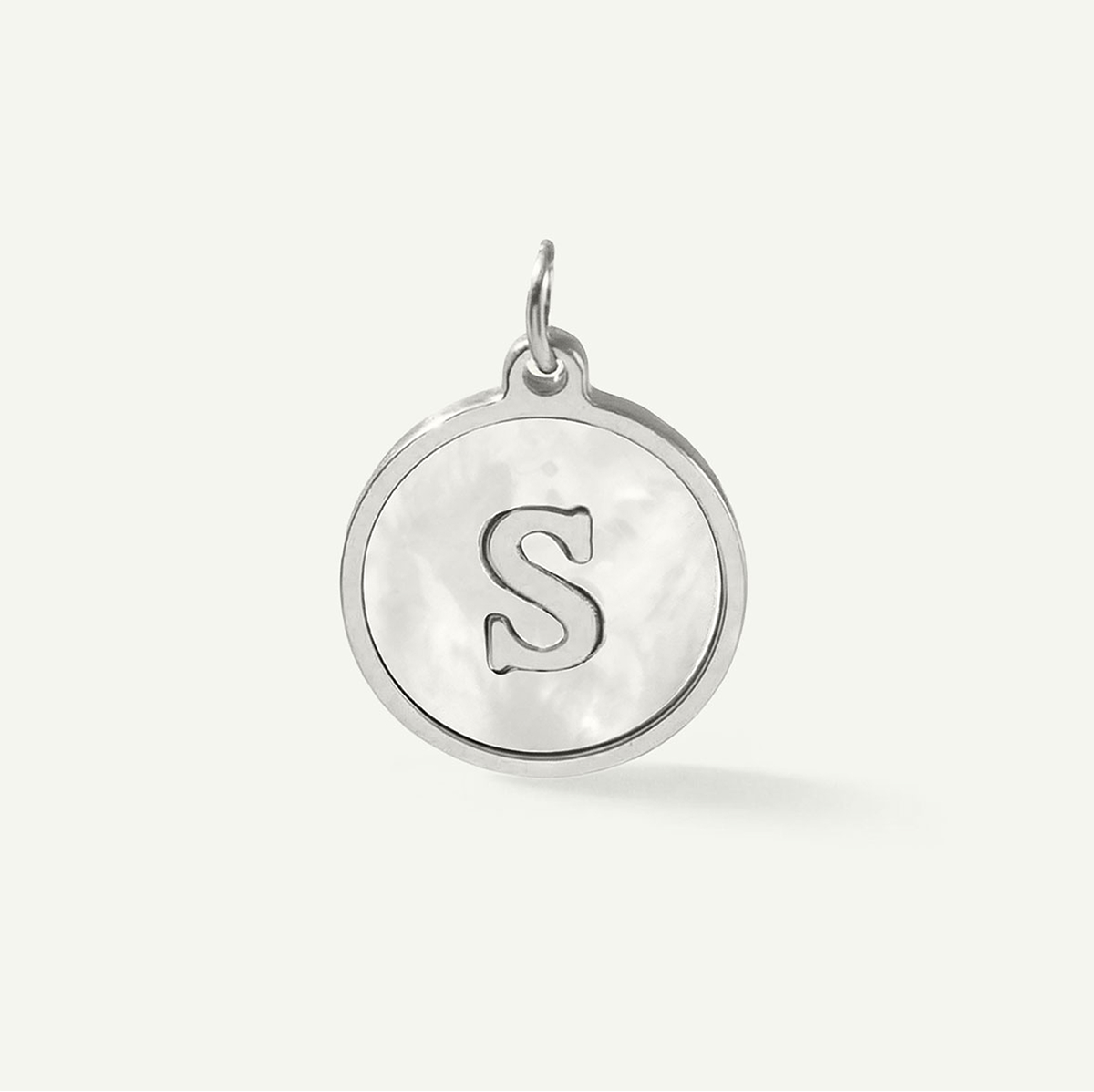 MOP Circle Monogram Letter Charm