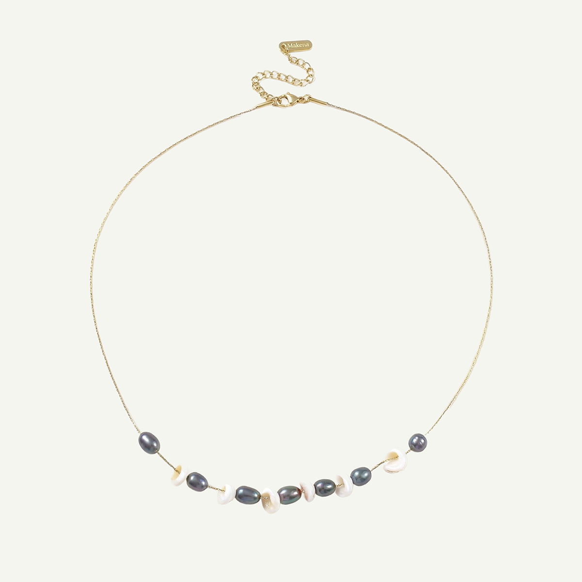 Puka Pearl Necklace, Gold
