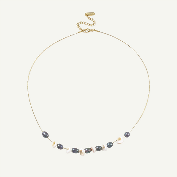 Puka Pearl Necklace, Gold