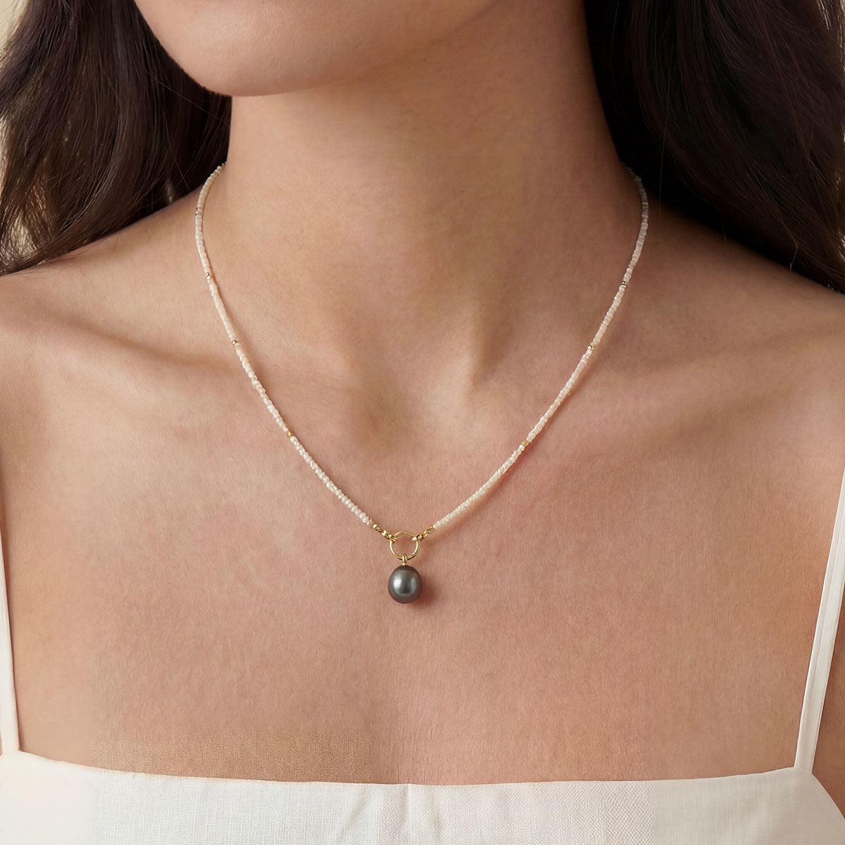 Atiri Beaded Pearl Necklace, Gold
