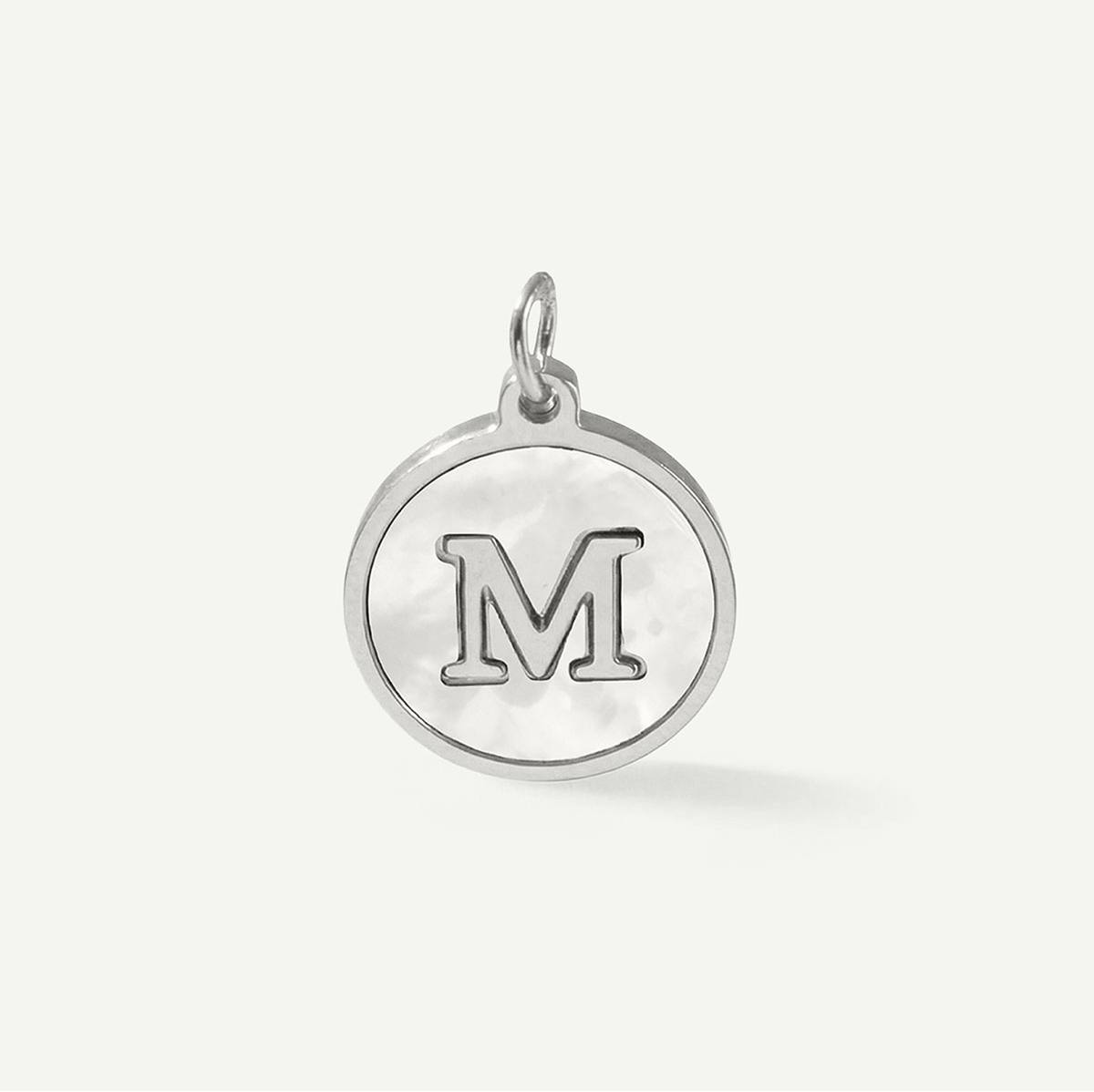 MOP Circle Monogram Letter Charm