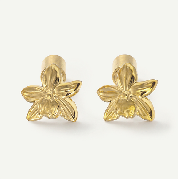 Orchid Mini Studs, Gold